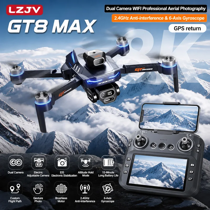 Drone Camera Lens - GT8 Max โดรนพับได้ 8K HD กล้องคู่ระดับมืออาชีพ
